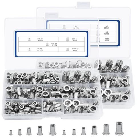Kit Di 136 Dadi A Rivetto Zigrinati In Acciaio Inossidabile - Assortimento Versatile Di Inserti Filettati Nutsert - Foto 1