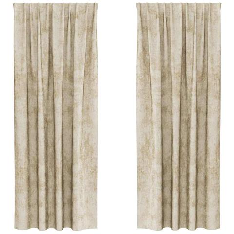 Tenda con tende 2 pcs Crema 245 x 140 cm Velluto - Foto 1