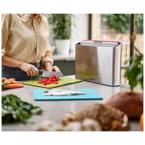 Set Taglieri Folio Icon Quattro Pezzi Codificati Per Colore Antiscivolo Con Quattro Coltelli In Acciaio Inox Giapponese Custodia Multicolore Argento - Foto 5