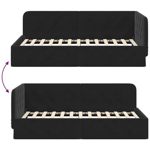 Cornice del letto ad angolo Nero 100 x 200 cm Velluto - Foto 9