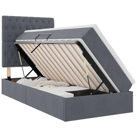 Letto con contenitore e materasso Grigio scuro 100 x 200 cm - Foto 1