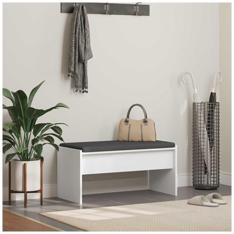 Panca per ingresso con cuscino Bianco 80 x 38 x 46 cm - Foto 2