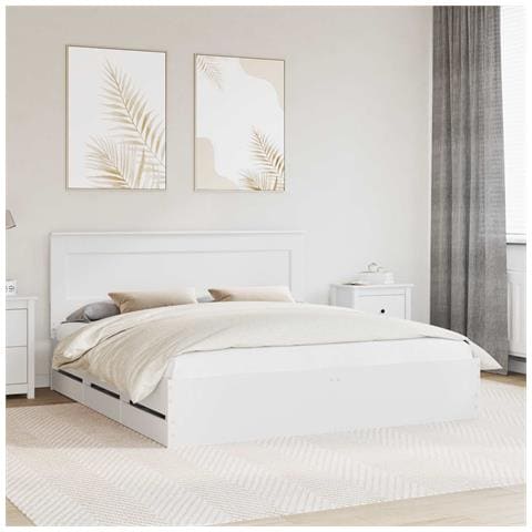 Struttura del letto Bianco 200 x 200 cm Legno Ingegnerizzato - Foto 2