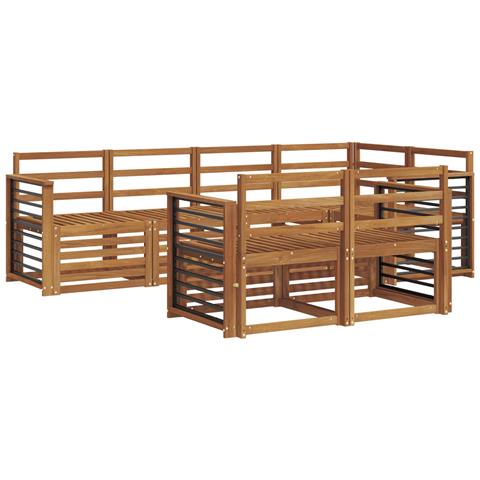 Set divani 7 pcs Naturale Legno di Acacia Massello - Foto 1