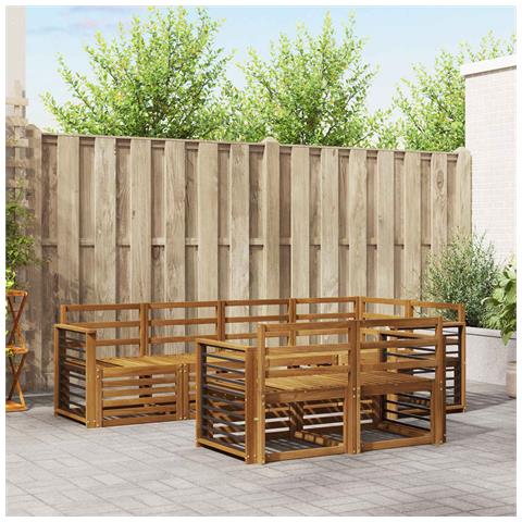Set divani 7 pcs Naturale Legno di Acacia Massello - Foto 2