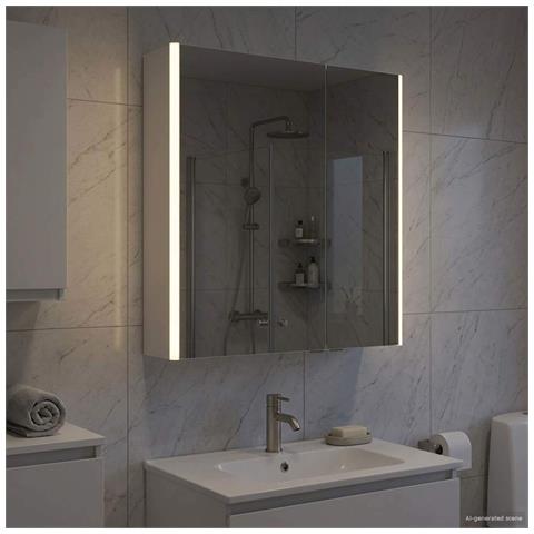 Mobiletto per specchio da bagno Bianco 63,5 x 15,5 x 70 cm - Foto 2