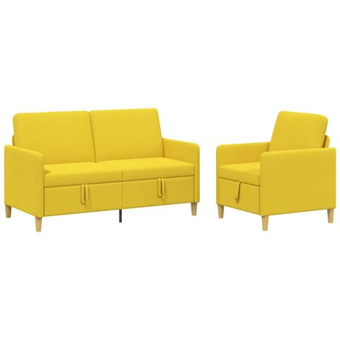 Set di Divani con Storage 2 pcs Giallo Chiaro Poliestere - Foto 1