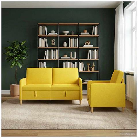 Set di Divani con Storage 2 pcs Giallo Chiaro Poliestere - Foto 2
