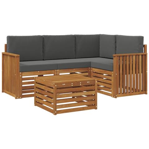 Set di divani da esterno con cuscino 5 pcs Naturale e Antracite - Foto 1