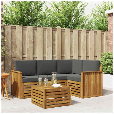 Set di divani da esterno con cuscino 5 pcs Naturale e Antracite - Foto 2