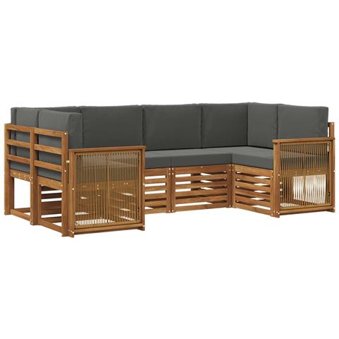 Set divano sezionale con cuscino 5 pcs Naturale e Antracite - Foto 1