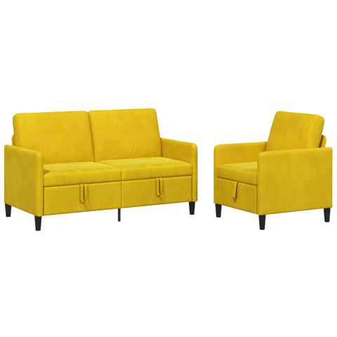 Set di Divani con Storage 2 pz Giallo Poliestere - Foto 1