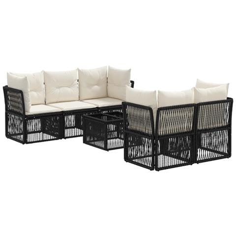 Set Divano da Giardino 6 pz Nero polyrattan - Foto 1