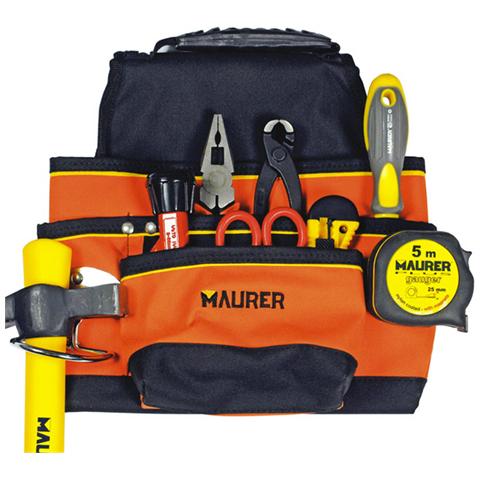 Borsa da carpentiere in crosta scamosciata con 7 tasche e 1 asola - Foto 1