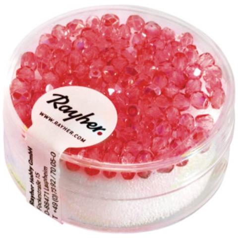 100 Pezzi - Perla Vetro Sfacciettata 3mm - Colore Rosso Rubino Iridescente - Foto 2