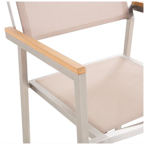 Set Di Tavolo E 6 Sedie Da Giardino In Acciaio, Granito E Fibra Tessile Beige - Piano Singolo - Nero Fiammato - 180cm - Grosseto - Foto 29