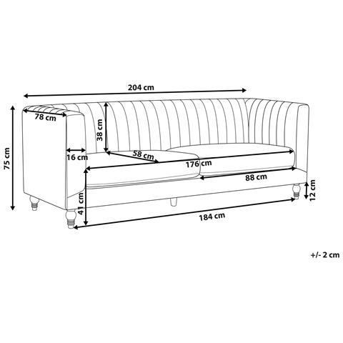 Divano 3 Posti In Tessuto Vellutato Azzurro Arvika - Foto 29