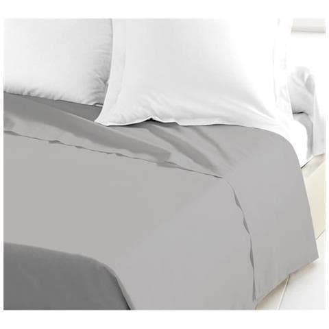 Drap Plat 100% Coton 240x300 Cm Gris Clair - Foto 1