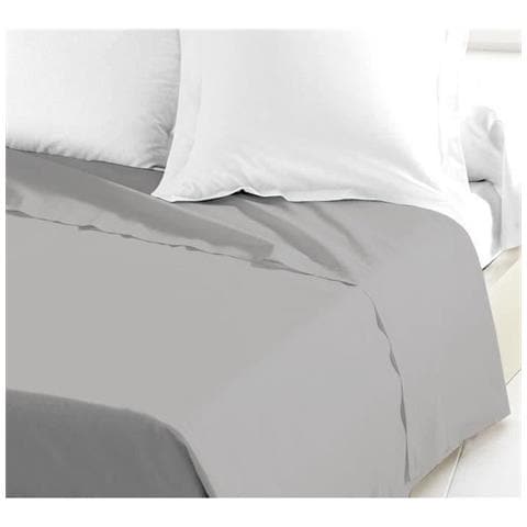 Drap Plat 100% Coton 240x300 Cm Gris Clair - Foto 2