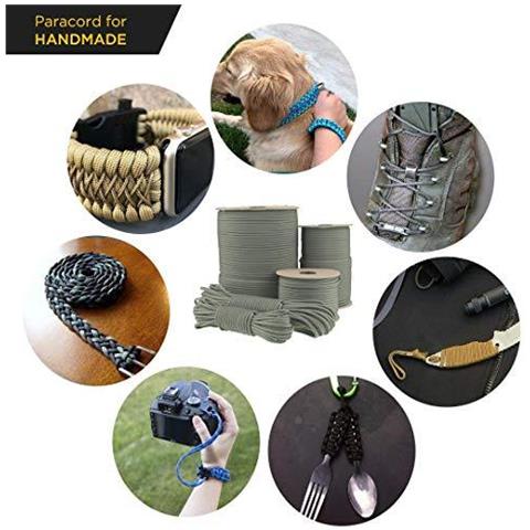 Paracord 550 Del Cavo Dei Paracadute Tipo Iii Mil-spec 7 Fili Survival (grigio Scuro 15 M) - Foto 4