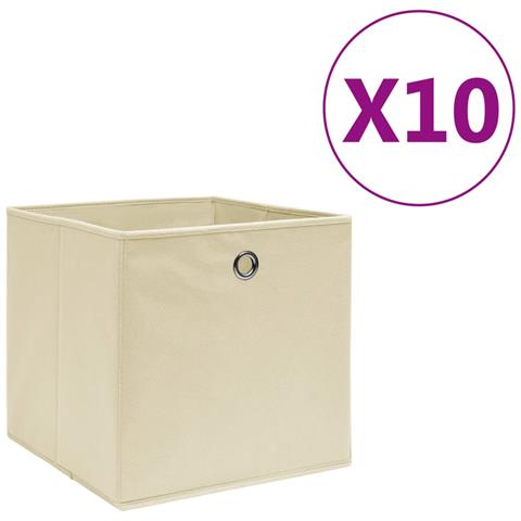 Contenitori 10 pz in Tessuto non Tessuto 28x28x28 cm Crema - Foto 1