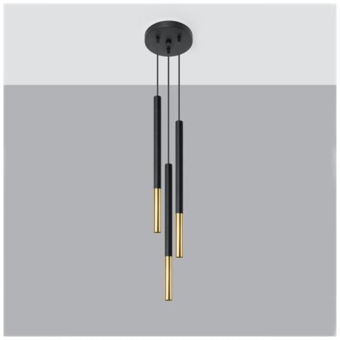 Lampada A Sospensione Mozaica 3p Sollux Rame 1000x200x80 Mm Acciaio - Foto 1