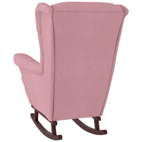 Sedia a Dondolo con Gambe in Massello di Hevea Rosa in Velluto - Foto 8