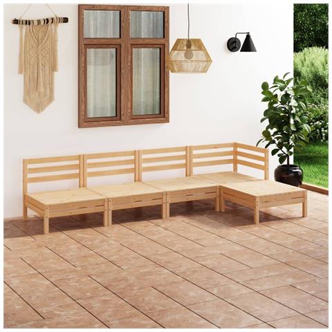 Set Salotto da Giardino 5 pz in Legno Massello di Pino - Foto 2