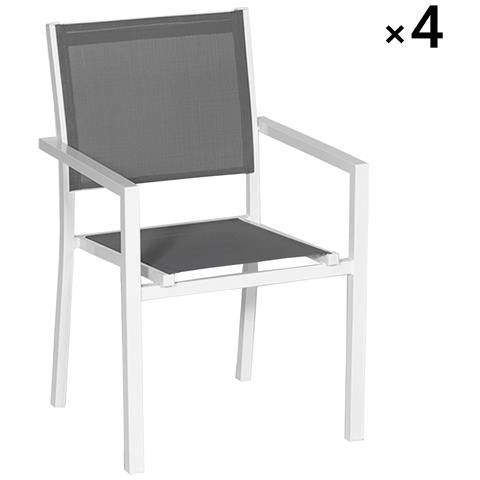 Set Di 4 Sedie In Alluminio Bianco - Textilene Grigio - Foto 11