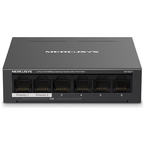 Switch MS106LP Gestito RJ-45: 6 Fast Ethernet (10/100) AC /DC (PoE) Nero - Foto 1