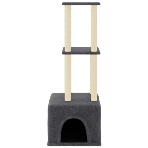 Albero Per Gatti Con Tiragraffi In Sisal Grigio Scuro 133,5 Cm - Foto 2