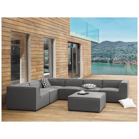 Divano Modulare 7 Posti Grigio Scuro E Nero Lato Destro Arezzo - Foto 1