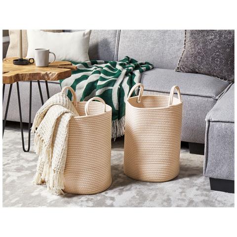 Set Di 2 Cestini Saryk Cotone Beige Chiaro - Foto 1