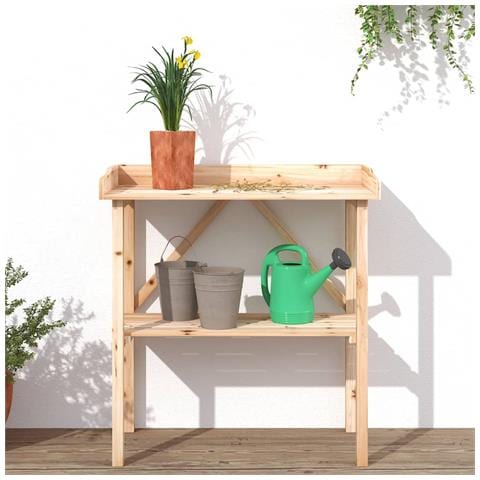 Tavolo Piante Con Ripiano 78x38x, 82,5cm Legno Massello Di Abete - Foto 3
