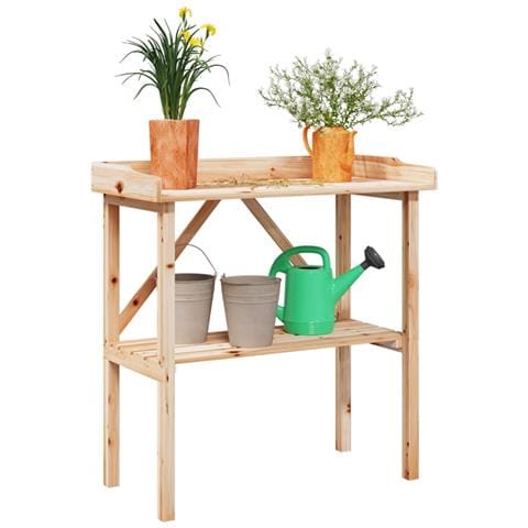 Tavolo Piante Con Ripiano 78x38x, 82,5cm Legno Massello Di Abete - Foto 1