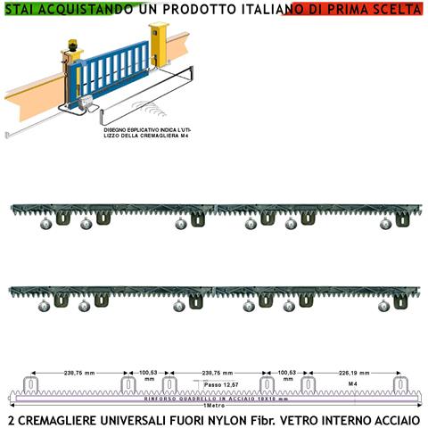 Asta Cremagliera Universale Antirumore M4 2 Pezzi Da 1 Metro In Nylon Antiusura Interno Acciaio Portata Garantita 6 Q. - Foto 1
