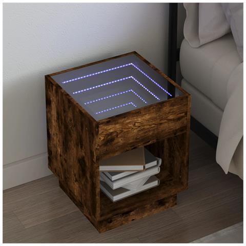 Comodino Con Led Infinity Rovere Marrone 40x40x50 Cm - Foto 1