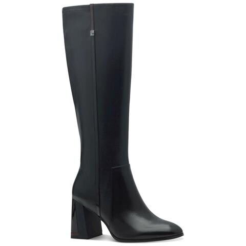 Black Comb Casual Closed Long Heeled Boot Stivali Pelle Scarpe Donna Nero Eu 40, 1-25544-43 098 - Foto 1