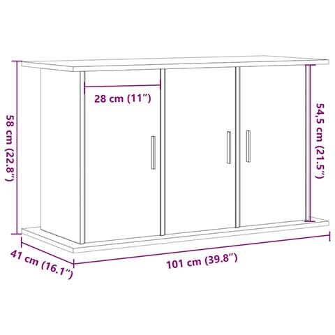 Supporto Acquario 101x41x58 cm Legno Multistrato Rovere Nero - Foto 9