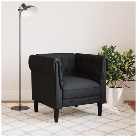 Poltrona Chesterfield Nera In Tessuto - Foto 3