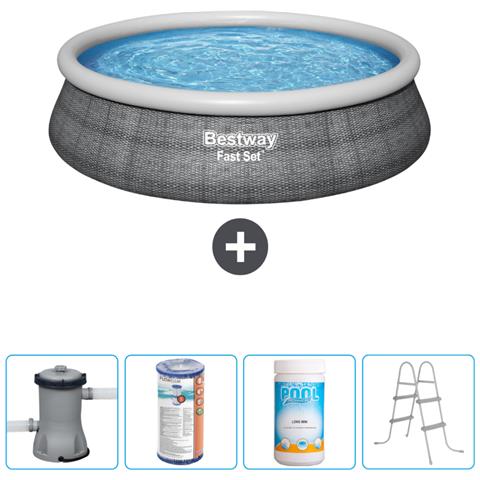 Piscina Fuori Terra - In Giro - 457x84 Cm - Grigio - Include Accessori Coordinati Cb60 - Foto 1