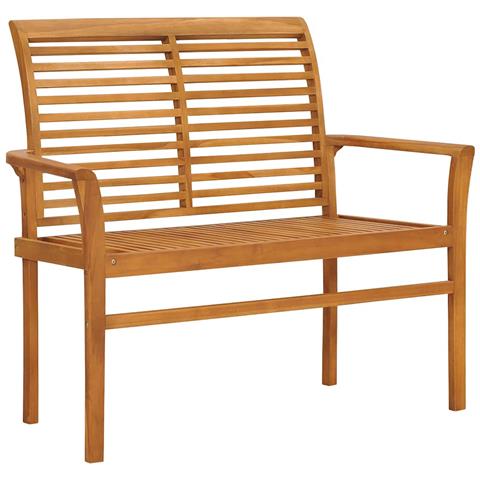 Panca Da Giardino Con Cuscino Rosso Vino 112 Cm Legno Di Teak - Foto 1