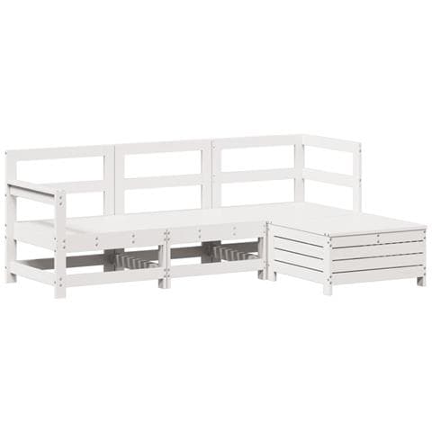 Lusso Casadino - Set Salotto Da Giardino 4 Pz Bianco In Legno Massello Di Pino - Foto 1