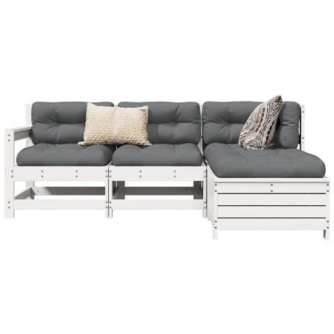 Lusso Casadino - Set Salotto Da Giardino 4 Pz Bianco In Legno Massello Di Pino - Foto 8