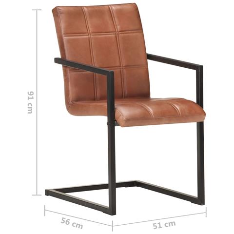 Lusso Casadino - Sedie Da Pranzo A Sbalzo 2 Pz Marroni In Vera Pelle - Foto 7