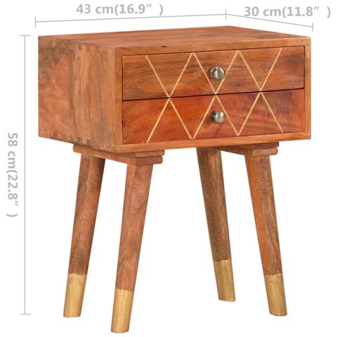 Lusso Casadino -  Comodino 40x30x58 Cm In Legno Massello Di Mango - Foto 8