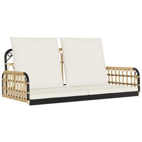 Panchina A Dondolo Con Cuscini 105x58x38cm Polyrattan E Acciaio - Foto 1