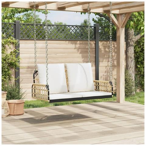 Panchina A Dondolo Con Cuscini 105x58x38cm Polyrattan E Acciaio - Foto 2