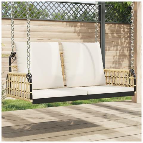 Panchina A Dondolo Con Cuscini 105x58x38cm Polyrattan E Acciaio - Foto 8