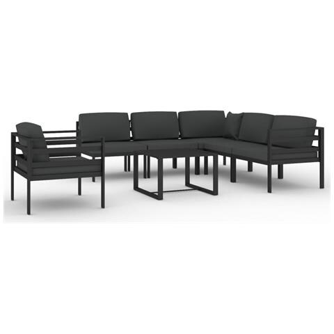 Lusso Casadino - Set Divani Da Giardino 7 Pz Con Cuscini In Alluminio Antracite - Foto 1